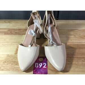 Women's Chunky Block Heels 8.5 Gray Leather Ankle Strap Pointed Toe Preppy